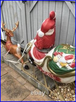 VTG General Foam Plastics Blow Mold Santa in Sleigh withReindeer @READ@ NO SHIP