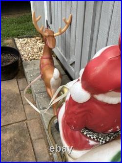 VTG General Foam Plastics Blow Mold Santa in Sleigh withReindeer @READ@ NO SHIP