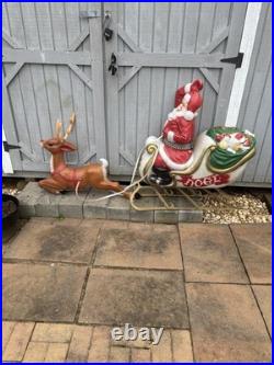 VTG General Foam Plastics Blow Mold Santa in Sleigh withReindeer @READ@ NO SHIP