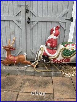 VTG General Foam Plastics Blow Mold Santa in Sleigh withReindeer @READ@ NO SHIP