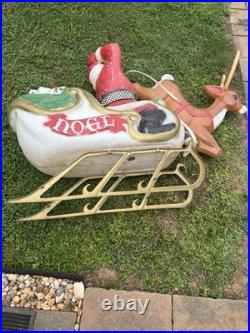 VTG General Foam Plastics Blow Mold Santa in Sleigh withReindeer @READ@ NO SHIP
