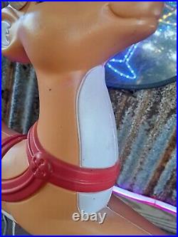 VTG Grand Venture Lighted Santa Reindeer Christmas Blow Mold Yard Decor CLEAN