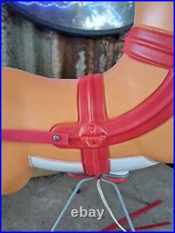 VTG Grand Venture Lighted Santa Reindeer Christmas Blow Mold Yard Decor CLEAN