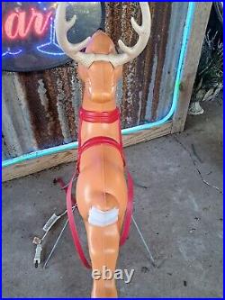 VTG Grand Venture Lighted Santa Reindeer Christmas Blow Mold Yard Decor CLEAN