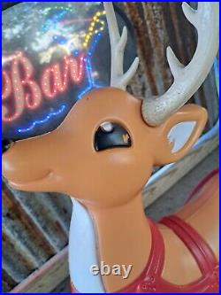 VTG Grand Venture Lighted Santa Reindeer Christmas Blow Mold Yard Decor CLEAN