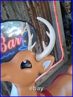 VTG Grand Venture Lighted Santa Reindeer Christmas Blow Mold Yard Decor CLEAN