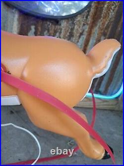 VTG Grand Venture Lighted Santa Reindeer Christmas Blow Mold Yard Decor CLEAN