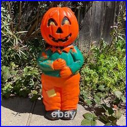 VTG Halloween Blow Mold Pumpkin Don Featherstone 31 Tall Scarecrow Goblin 1995