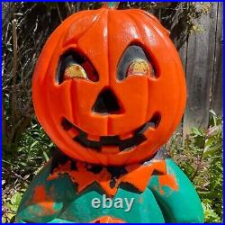 VTG Halloween Blow Mold Pumpkin Don Featherstone 31 Tall Scarecrow Goblin 1995