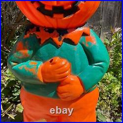 VTG Halloween Blow Mold Pumpkin Don Featherstone 31 Tall Scarecrow Goblin 1995