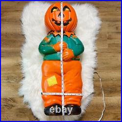 VTG Halloween Blow Mold Pumpkin Don Featherstone 31 Tall Scarecrow Goblin 1995