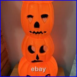 VTG Halloween Don Featherstone Blow Mold Stacking Pumpkins Jack-o-Lanterns 34