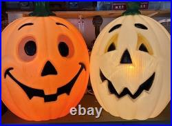 VTG Halloween Jack o Lantern (2) Light Up Blow Mold 80s 90s Pumpkin 24 Lot Of 2