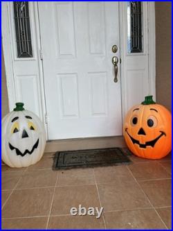 VTG Halloween Jack o Lantern (2) Light Up Blow Mold 80s 90s Pumpkin 24 Lot Of 2