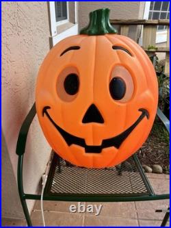VTG Halloween Jack o Lantern (2) Light Up Blow Mold 80s 90s Pumpkin 24 Lot Of 2