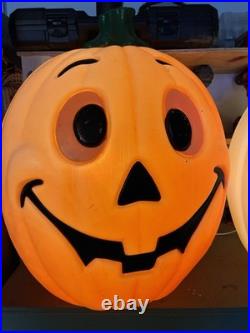 VTG Halloween Jack o Lantern (2) Light Up Blow Mold 80s 90s Pumpkin 24 Lot Of 2