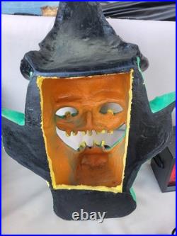 VTG Halloween Witch Yard Decoration Paper Magic Blow Mold WithLight 20 RARE