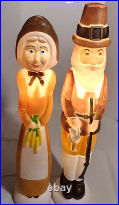 VTG Thanksgiving Blow Mold (2) Pilgrims, Don Featherstone Union Products