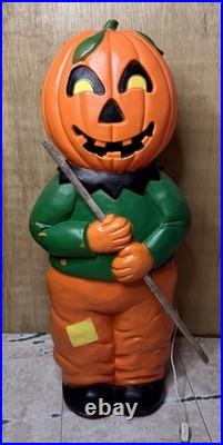 VTG UNION PROD. Halloween SCARECROW Pumpkin Blow Mold 31 LIGHTED 1995