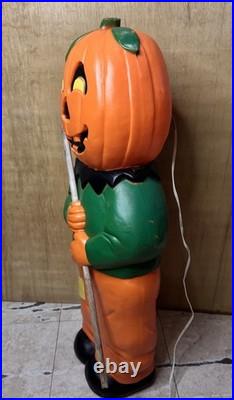 VTG UNION PROD. Halloween SCARECROW Pumpkin Blow Mold 31 LIGHTED 1995
