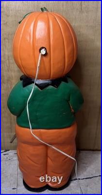 VTG UNION PROD. Halloween SCARECROW Pumpkin Blow Mold 31 LIGHTED 1995