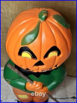 VTG UNION PROD. Halloween SCARECROW Pumpkin Blow Mold 31 LIGHTED 1995