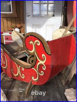VTG. WoodenXMAS Display YARD/9 REINDEER/Sleigh 80's FREE Delivery? 100 Miles