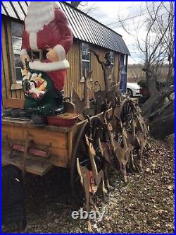 VTG. WoodenXMAS Display YARD/9 REINDEER/Sleigh 80's FREE Delivery? 100 Miles