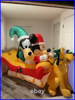 Very Rare Gemmy Christmas Inflatable 8 Foot Micky And Goofy Sled