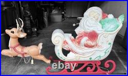 ViTG Grand Venture Santa & Sleigh with Reindeer Blow Mold Xmas LOCAL PICKUP