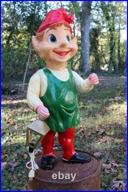 Vintage 1950s / 1960s Union Products Elf With Lantern Christmas Blow Mold 22 In Vintage 1950s / 1960s Union Products Elf With Lantern Christmas Blow Mold 22 In