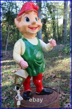 Vintage 1950s / 1960s Union Products Elf With Lantern Christmas Blow Mold 22 In Vintage 1950s / 1960s Union Products Elf With Lantern Christmas Blow Mold 22 In