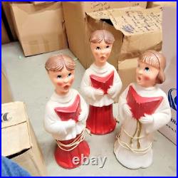 Vintage 1960's BECO 21 Christmas Two Boys & Girl Choir Carolers Blow Molds LTS