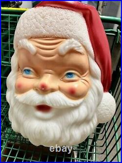 Vintage 1968 Empire Lighted Christmas Blow Mold Santa Head Face 17 USA WithCord