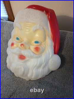 Vintage 1968 Empire? SANTA Claus FACE Lighted Wall Hanging Christmas BLOW MOLD