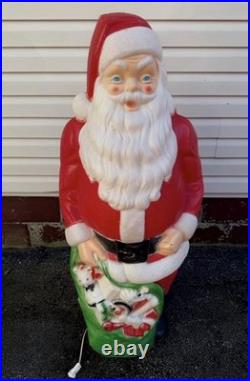 Vintage 1968 Empire Santa Claus Blow Mold 48 Green Toy Sack Christmas Lighted