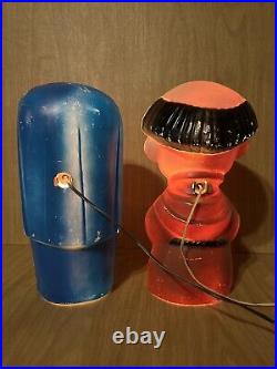 Vintage 1968 Noma Lites Corp Blow Molds Carolers Nun & Monk Noel Ultra Rare