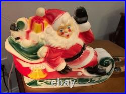 Vintage 1970 Empire Blow Mold Lighted Santa And Reindeer 25