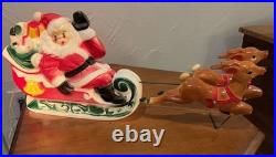 Vintage 1970 Empire Blow Mold Lighted Santa And Reindeer 25
