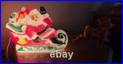 Vintage 1970 Empire Blow Mold Lighted Santa And Reindeer 25