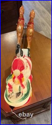Vintage 1970 Empire Blow Mold Lighted Santa And Reindeer 25