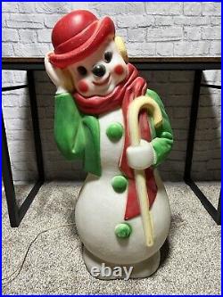 Vintage 1971 Empire Plastics 34 Hobo Clown, Derby Hat & Cane Snowman Blow Mold