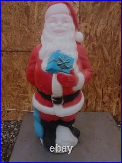Vintage 1971 Empire Santa Claus Blow Mold 33 Blue Present Christmas Decor