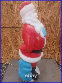 Vintage 1971 Empire Santa Claus Blow Mold 33 Blue Present Christmas Decor