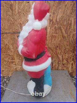 Vintage 1971 Empire Santa Claus Blow Mold 33 Blue Present Christmas Decor