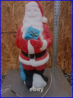 Vintage 1971 Empire Santa Claus Blow Mold 33 Blue Present Christmas Decor