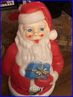 Vintage 1971 Empire Santa Claus Blow Mold with Blue Present 34 Great Color