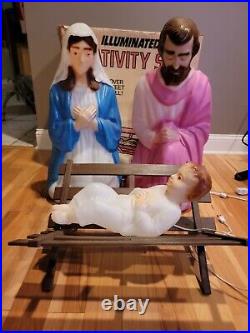 Vintage 1985 28 Nativity Blow Mold Mary Joseph Jesus Blow Molds Christmas W Box