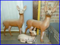 Vintage 1989 Union Products Deer Blow Mold Buck Doe Fawn Set of 3, some damage