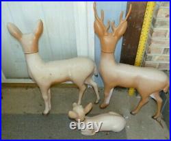 Vintage 1989 Union Products Deer Blow Mold Buck Doe Fawn Set of 3, some damage